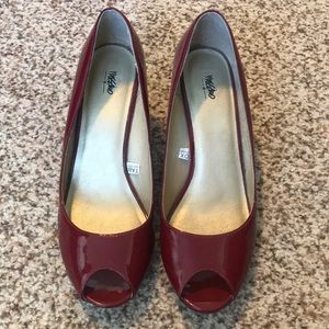 Massimo red heals with peekaboo toe.